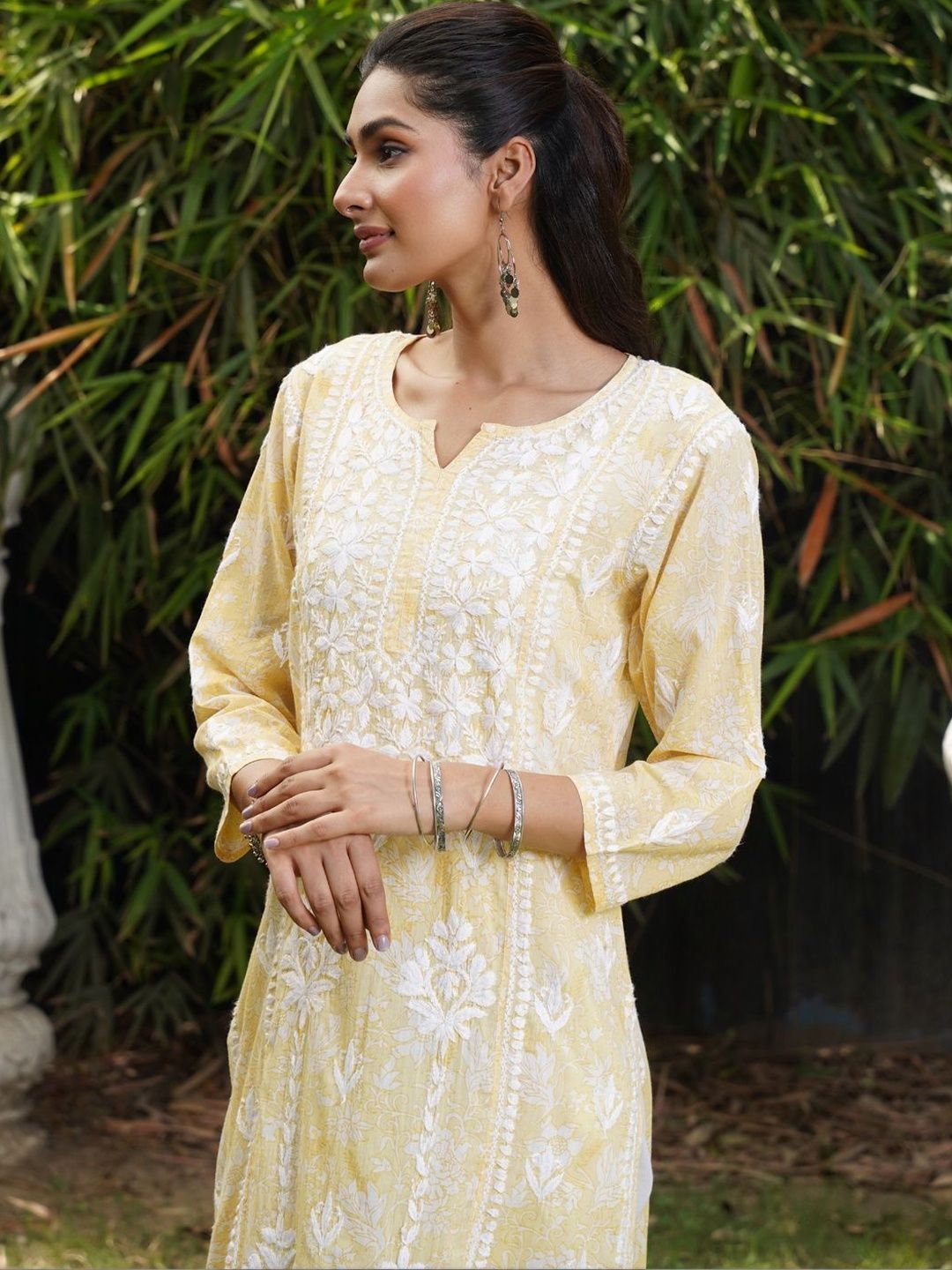 House of Chikankari Women Ethnic Motifs Embroidered Chikankari Indie Prints Kurta