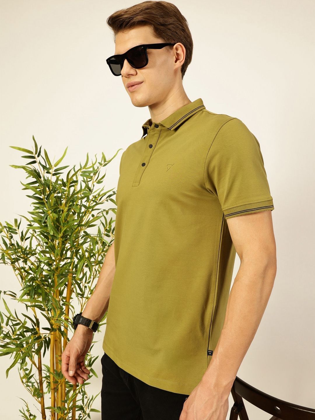 Thomas Scott Men Solid Polo Collar Cotton T-shirt