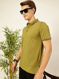 Thomas Scott Men Solid Polo Collar Cotton T-shirt