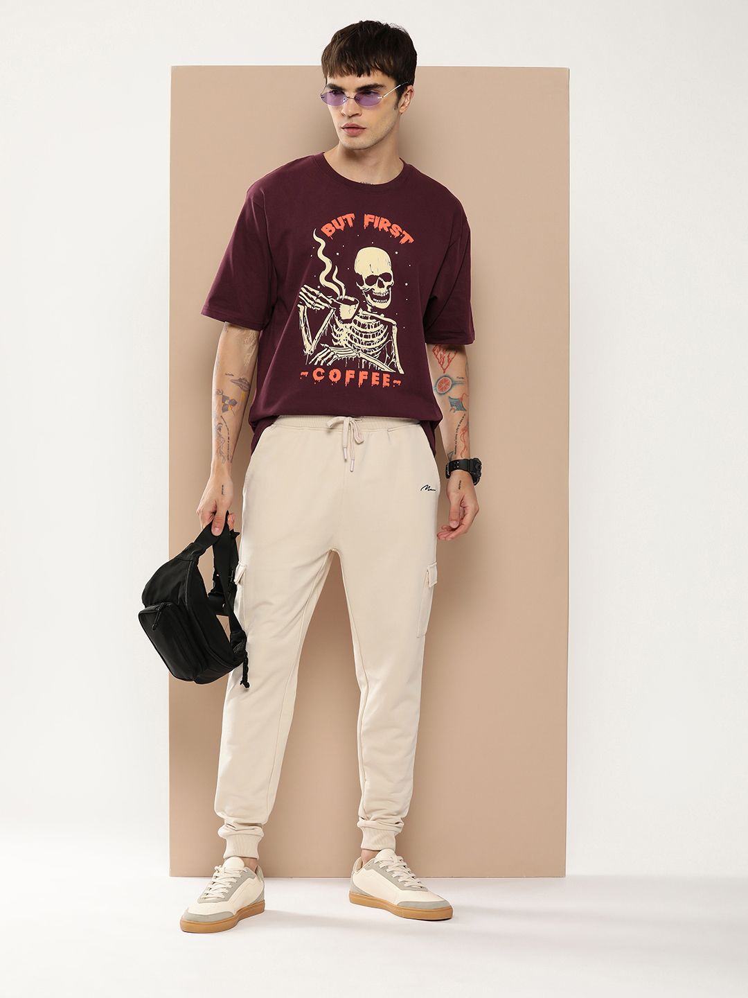 Difference of Opinion Men Graphic Printed Embossed Oversized T-shirt