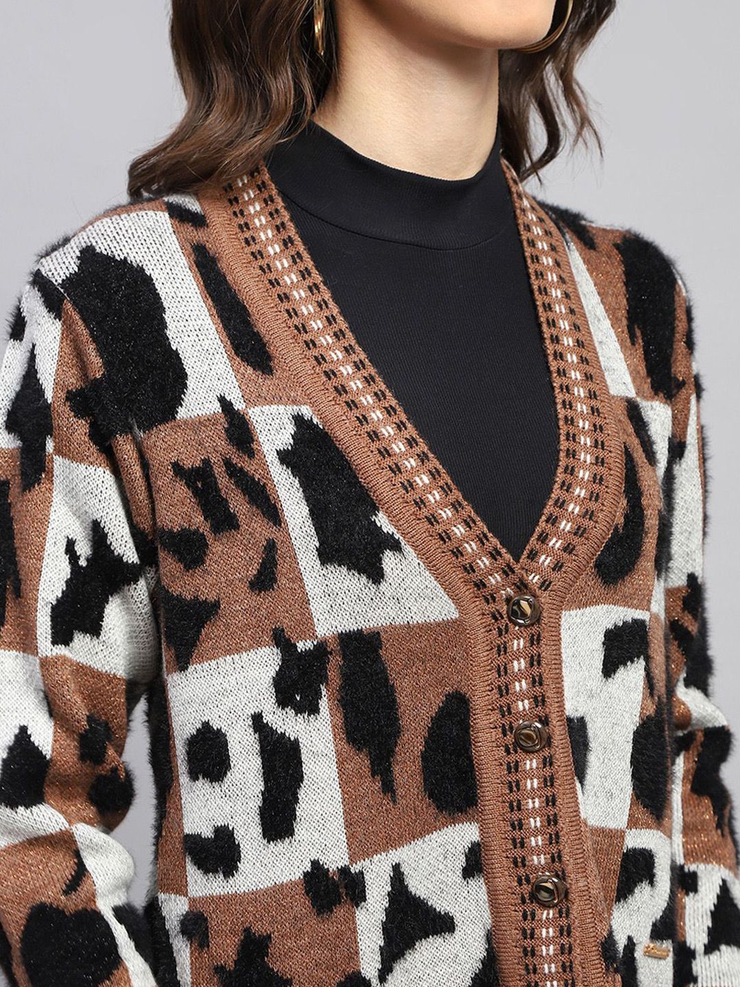 Monte Carlo Women Printed Woollen Cardigan