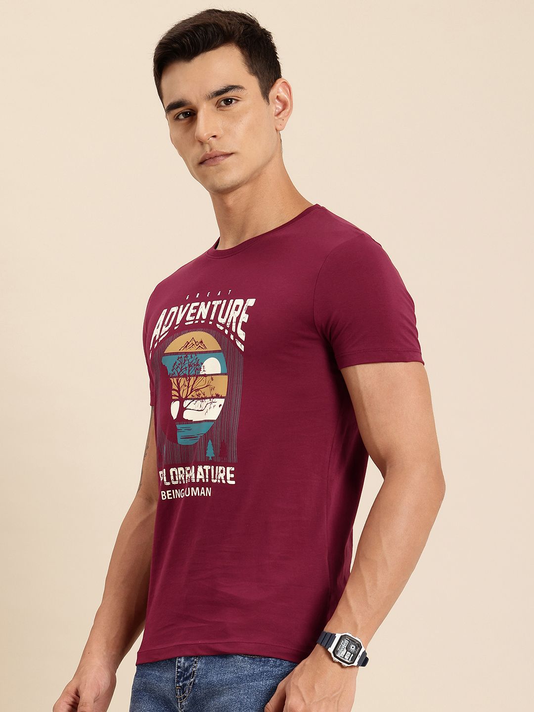 Being Human Pure Cotton Typography Printed T-shirt