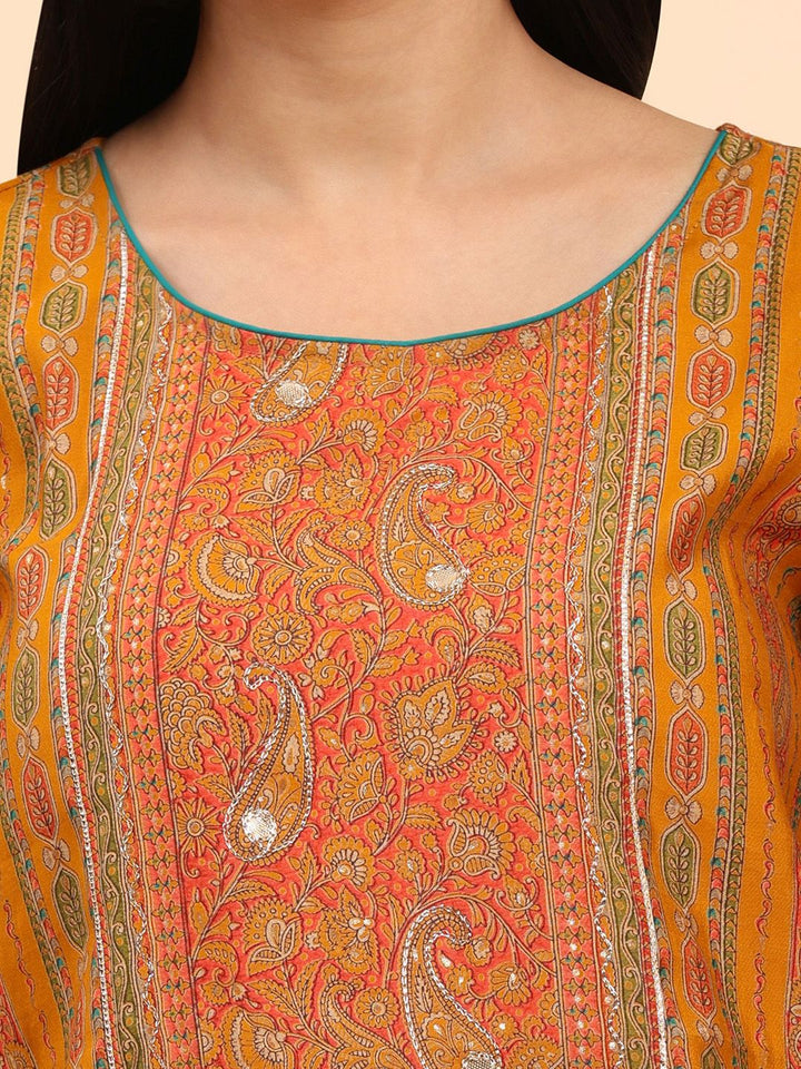 Mamicha Women Paisley Embroidered Regular Pure Cotton Kurta with Palazzos & With Dupatta