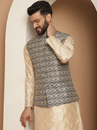 Anouk Embroidered Regular Kurta with Churidar & Nehru jacket