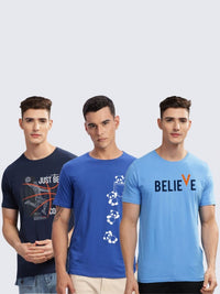 ADRO Men Pack of 3 Typography Printed Round Neck Cotton T-shirts