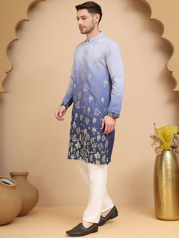 Jompers Men Floral Embroidered Regular Thread Work Kurta with Pyjamas