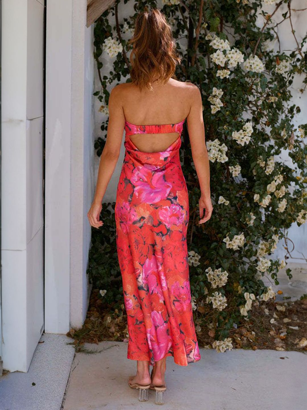 all about you Tie and Dye Print Off-Shoulder Maxi Dress