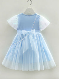 YK Girls Self Design Fit & Flare Dress