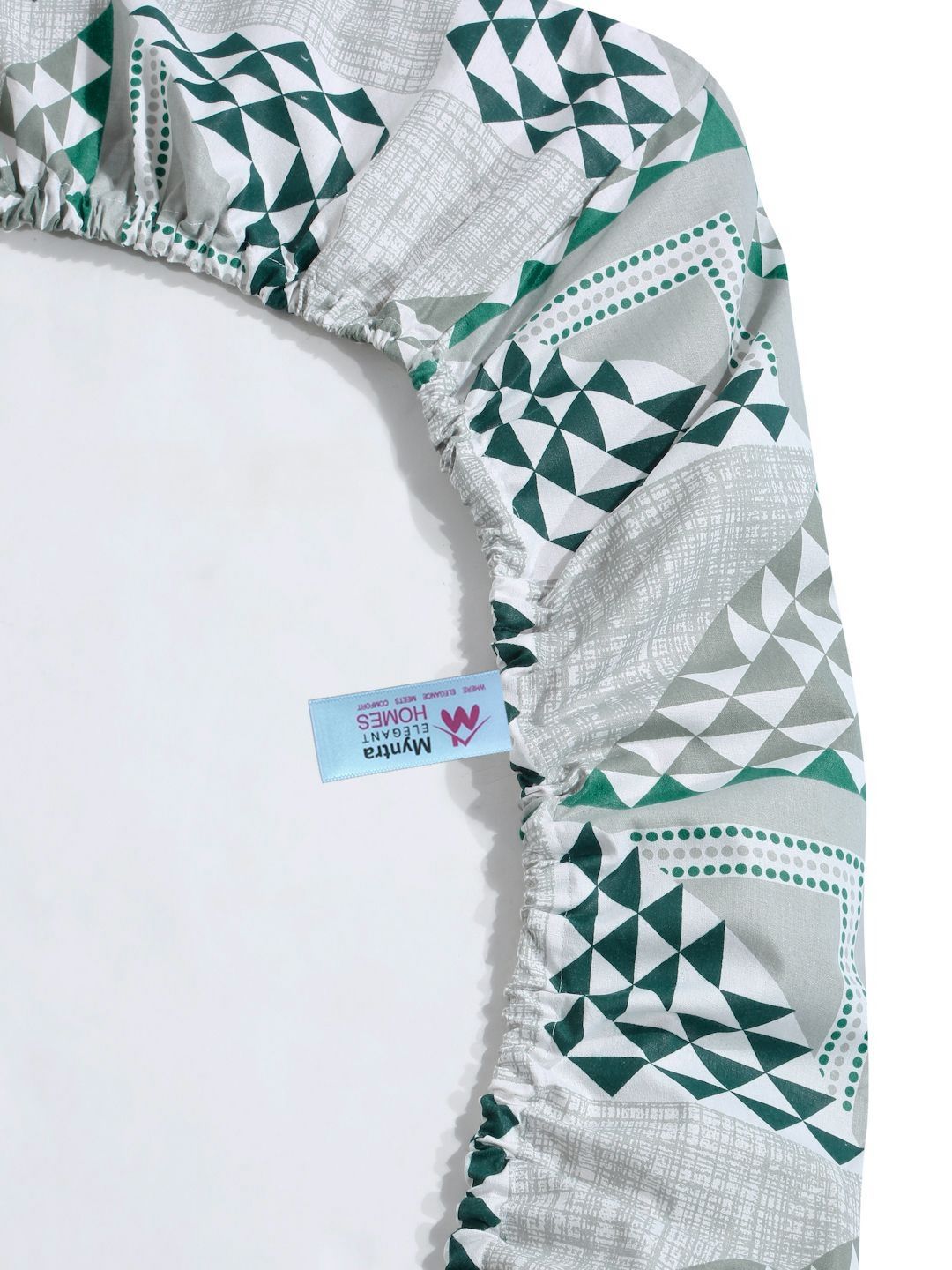 Myntra Elegant Homes Green Geometric Pure Cotton 400TC Set Cadar King-2.5mX2.25m