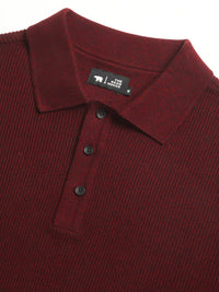 THE BEAR HOUSE Self Design Regular Fit Cotton Polo Collar T-shirt