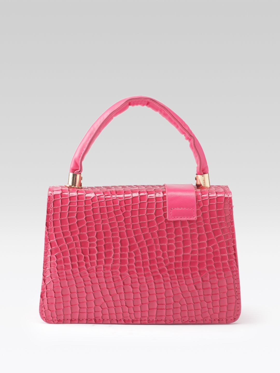 DressBerry Croc Textured Structured Satchel Bag