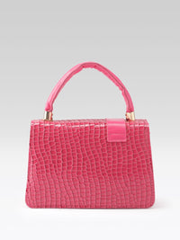 DressBerry Croc Textured Structured Satchel Bag