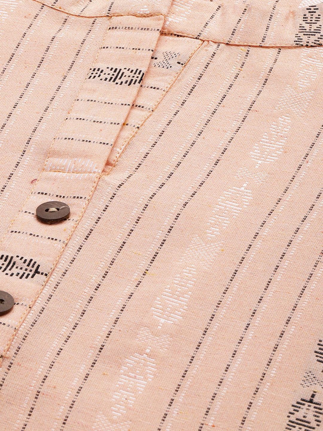 KALINI Striped Embroidered Thread Work Kurta with Trouser