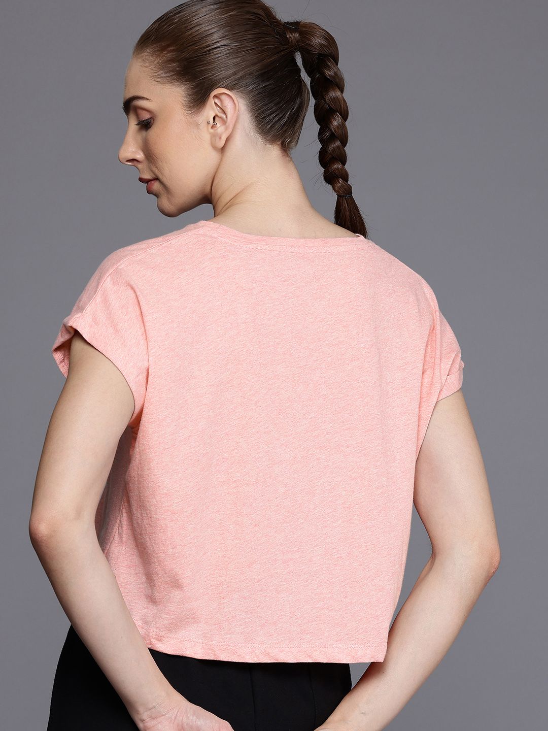 HRX by Hrithik Roshan Relaxed Boxy Fit Pure Cotton Printed Extended Sleeves Yoga T-shirt