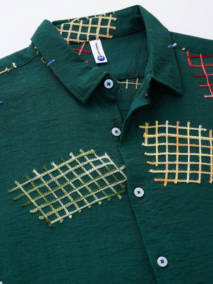 Thomas Scott Men Embroidered Regular Fit Casual Shirt