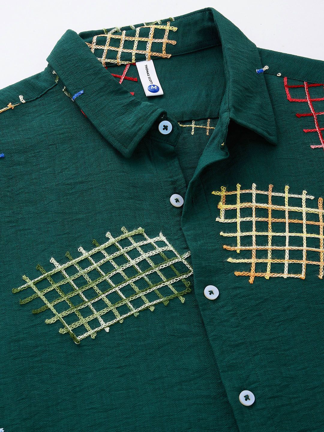 Thomas Scott Men Embroidered Regular Fit Casual Shirt