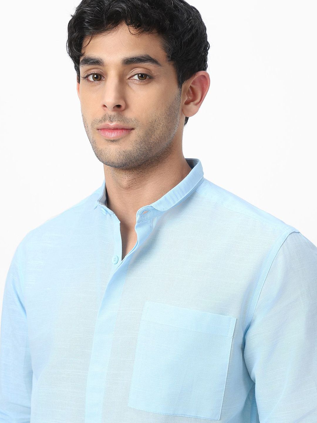 Urbano Fashion Men Slim Collar Solid Cotton Casual Shirt
