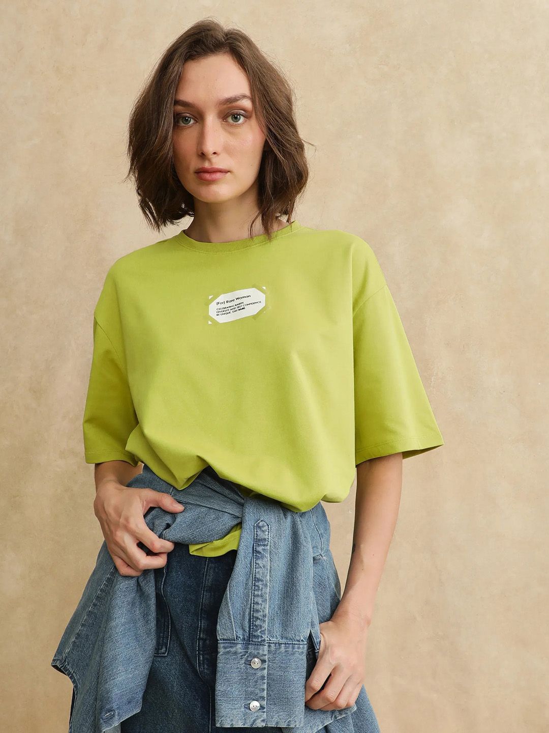 RAREISM Women Printed Raw Edge T-shirt