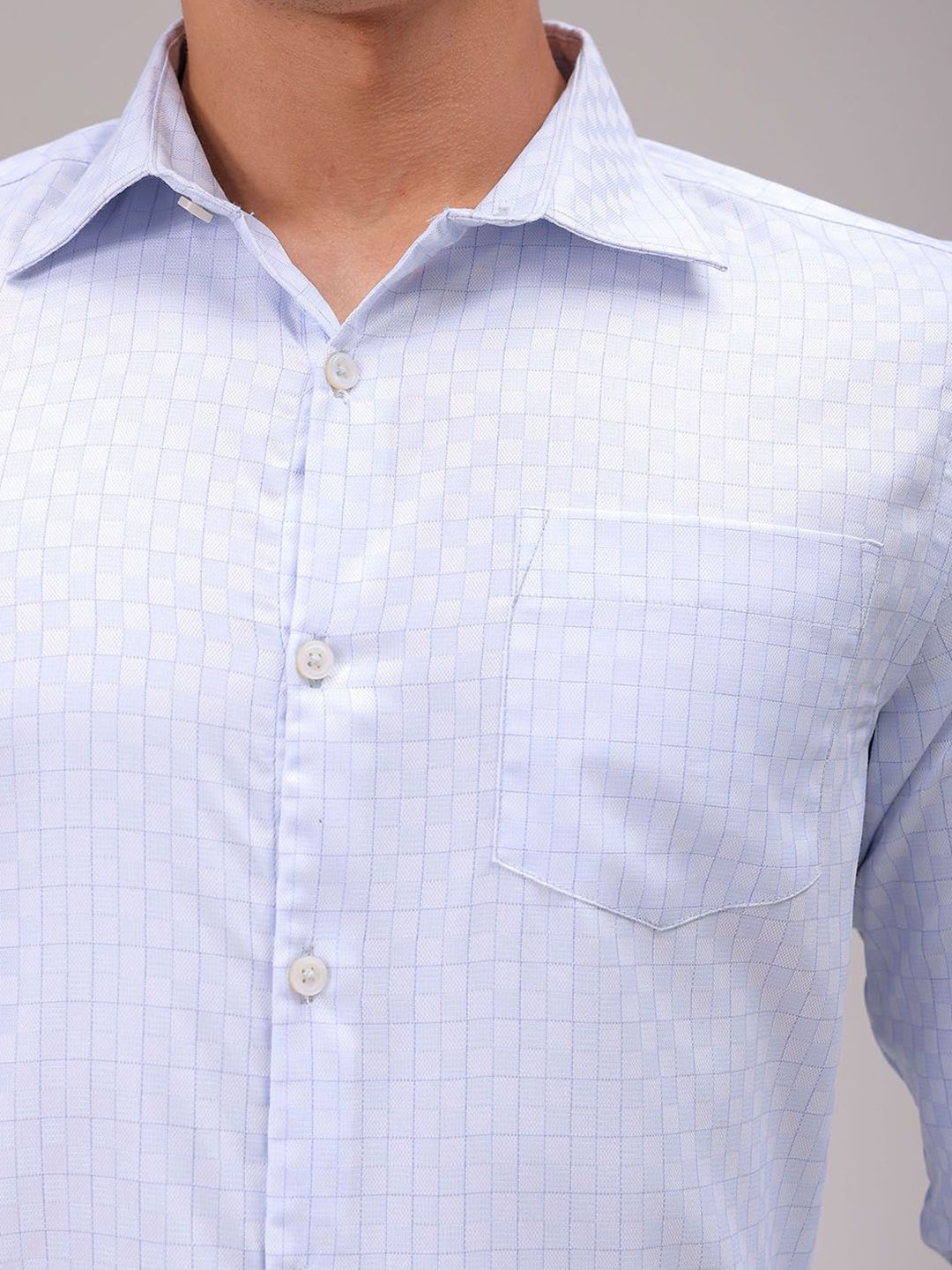 The Indian Garage Co. X Luxe Men Cutaway Collar Checked Slim Fit Formal Shirt
