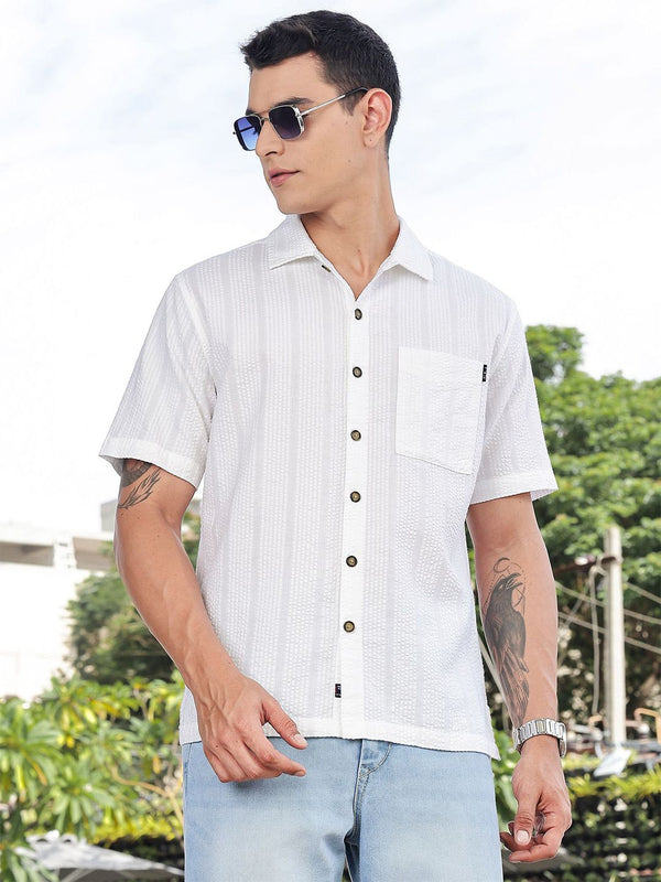 Thomas Scott Men's Premium Seersucker Cotton Casual Shirt