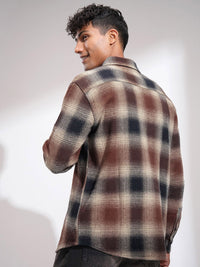 HIGHLANDER Men Comfort Relaxed Fit Cutaway Collar Checked Cotton Casual Shirt