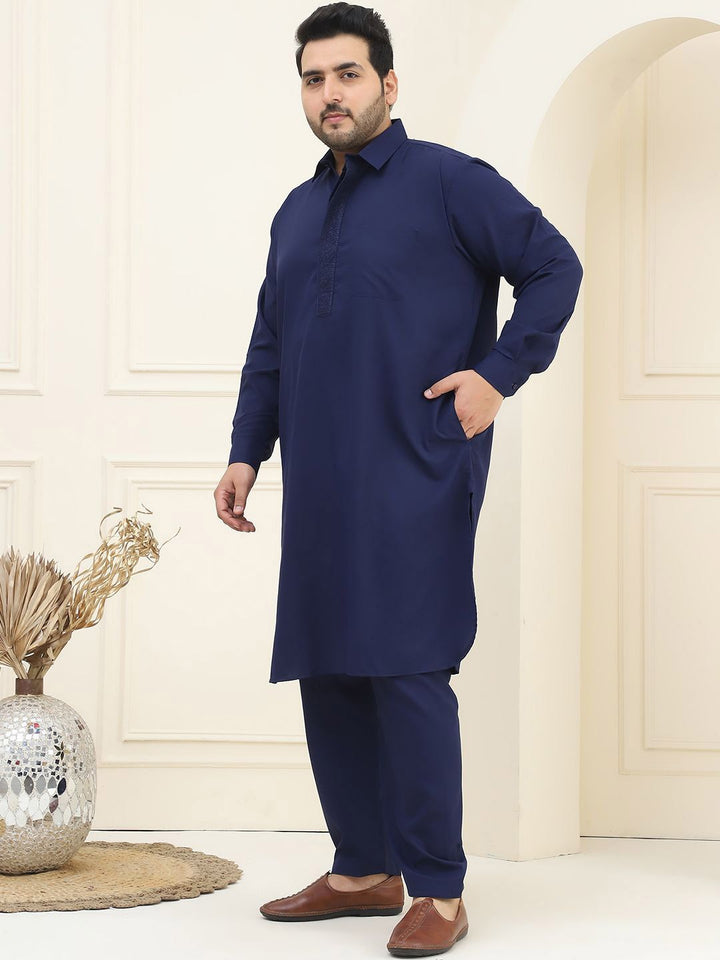 SOJANYA PLUS Shirt Collar Regular Straight Kurta with Salwar
