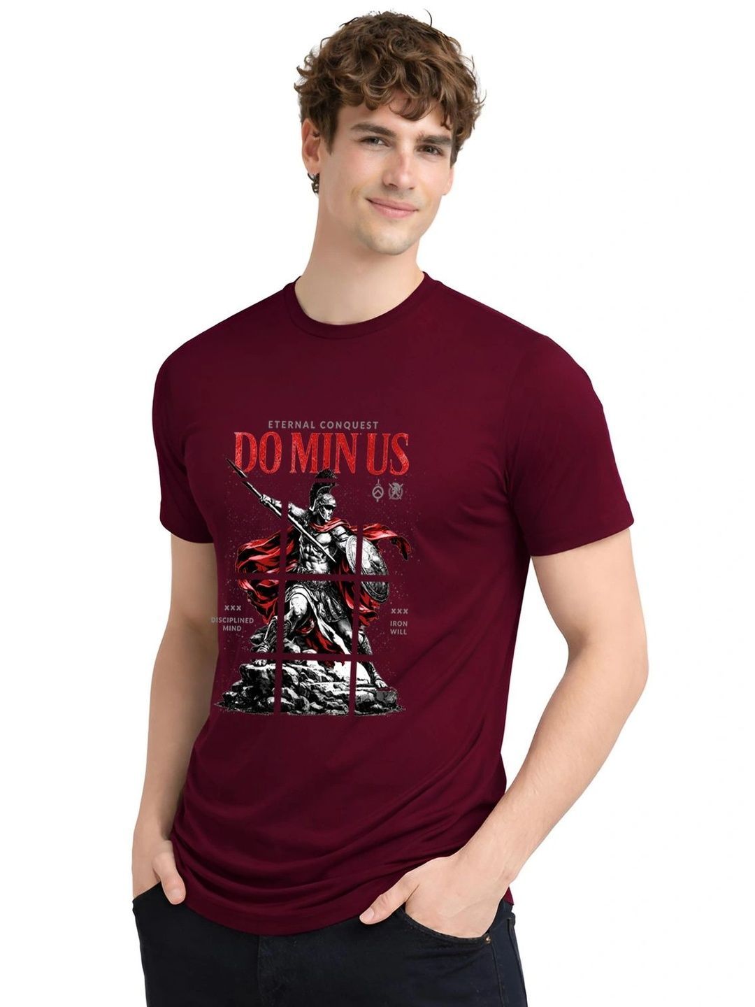 ADRO Lelaki Grafik Bercetak Leher Bulat Lengan Biasa Kapas T-shirt