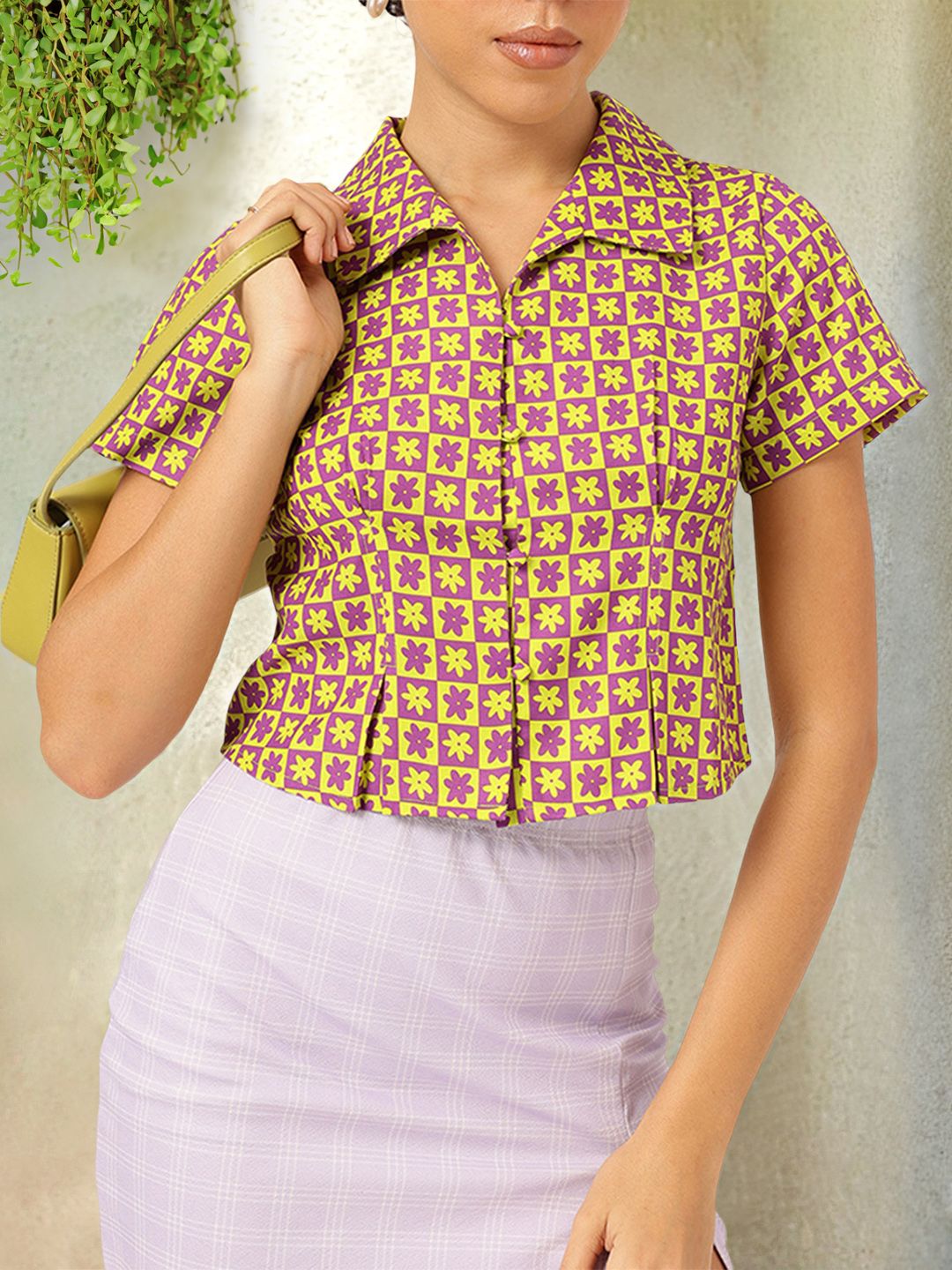 DressBerry Geometric Print Shirt-Style Top