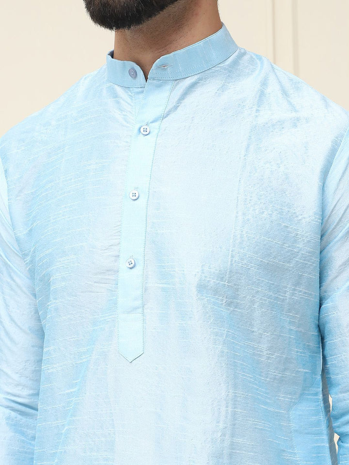 SOJANYA Mandarin Collar Silk Cotton Straight Kurta with Churidar