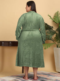 KLOTTHE Women Plus Size Self Design Woollen Bath Robe With Belt