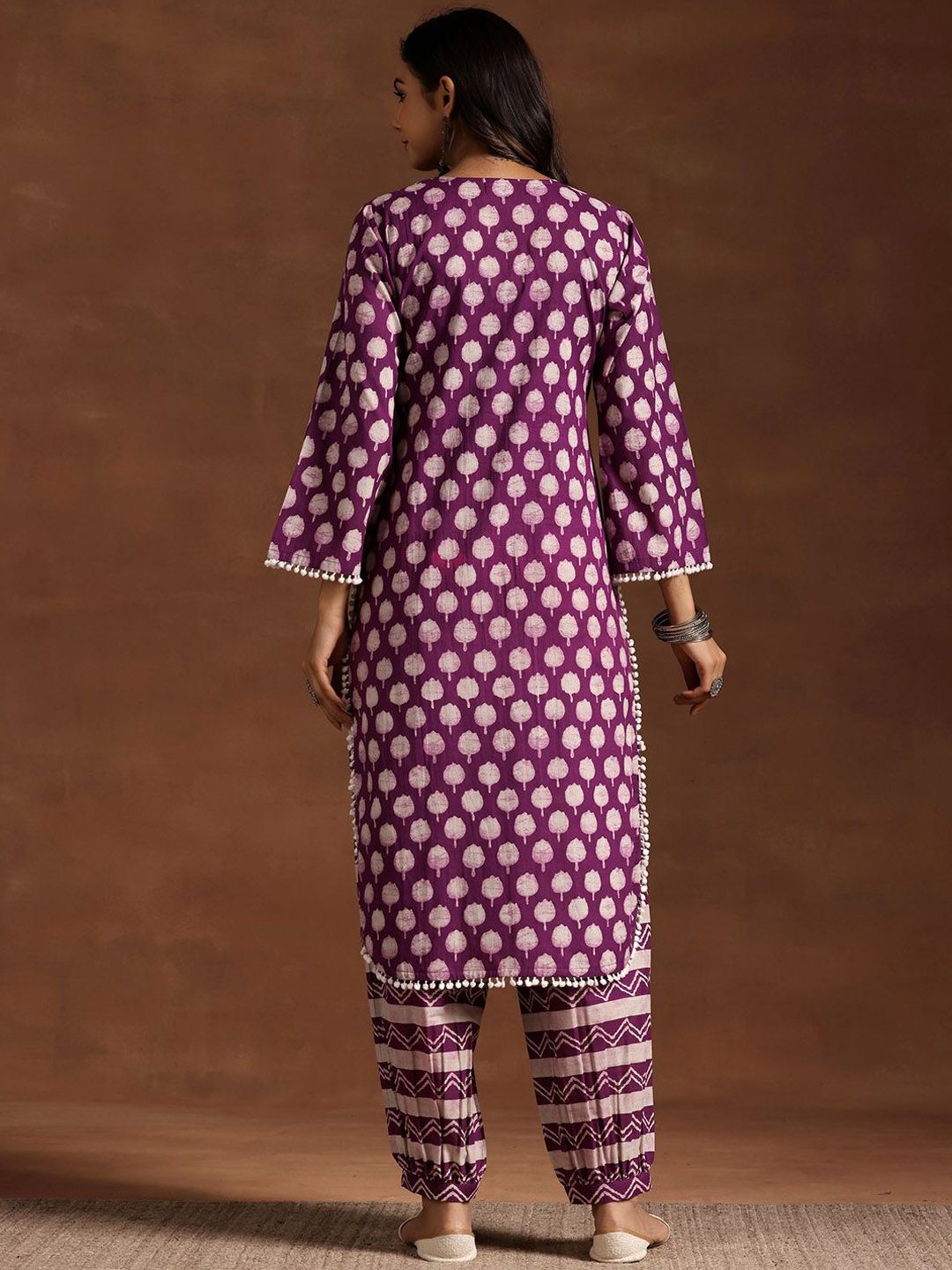 Libas Women Floral Printed Regular Pure Cotton Kurta with Salwar