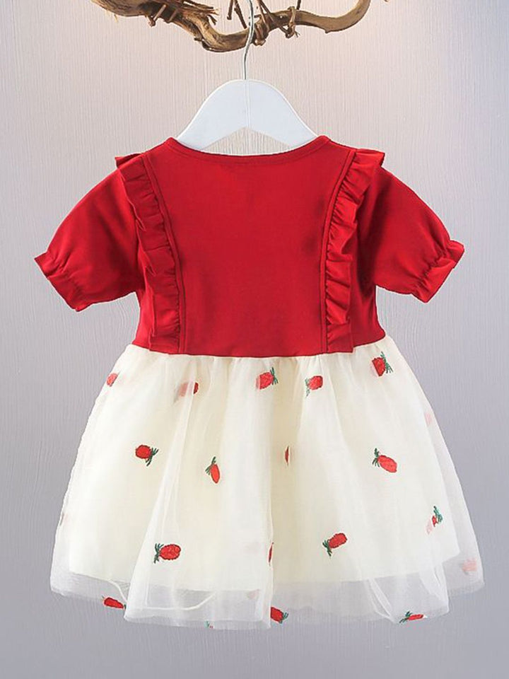 YK  Girl Colourblocked Bow Tulle Fit & Flare Dress