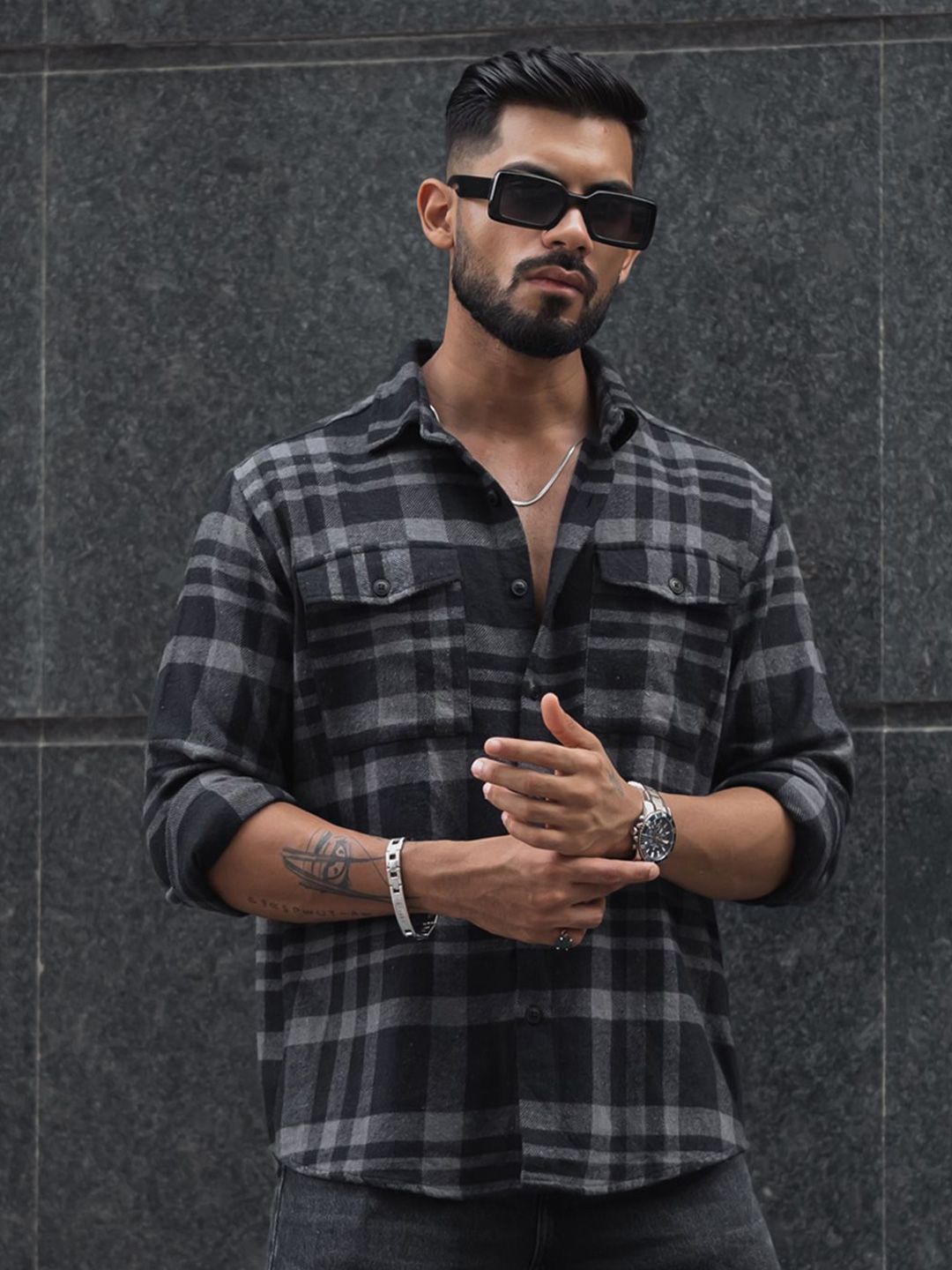 Powerlook Men Tartan Checks Opaque Checked Casual Shirt