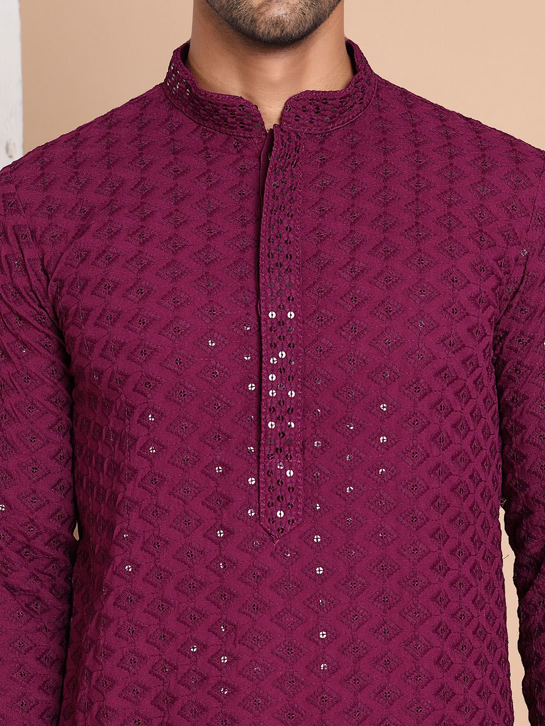 Anouk Men Embroidered Regular Sequinned Kurta with Pyjamas
