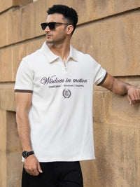 Powerlook Men Typography Printed Polo Collar Regular Fit T-shirt