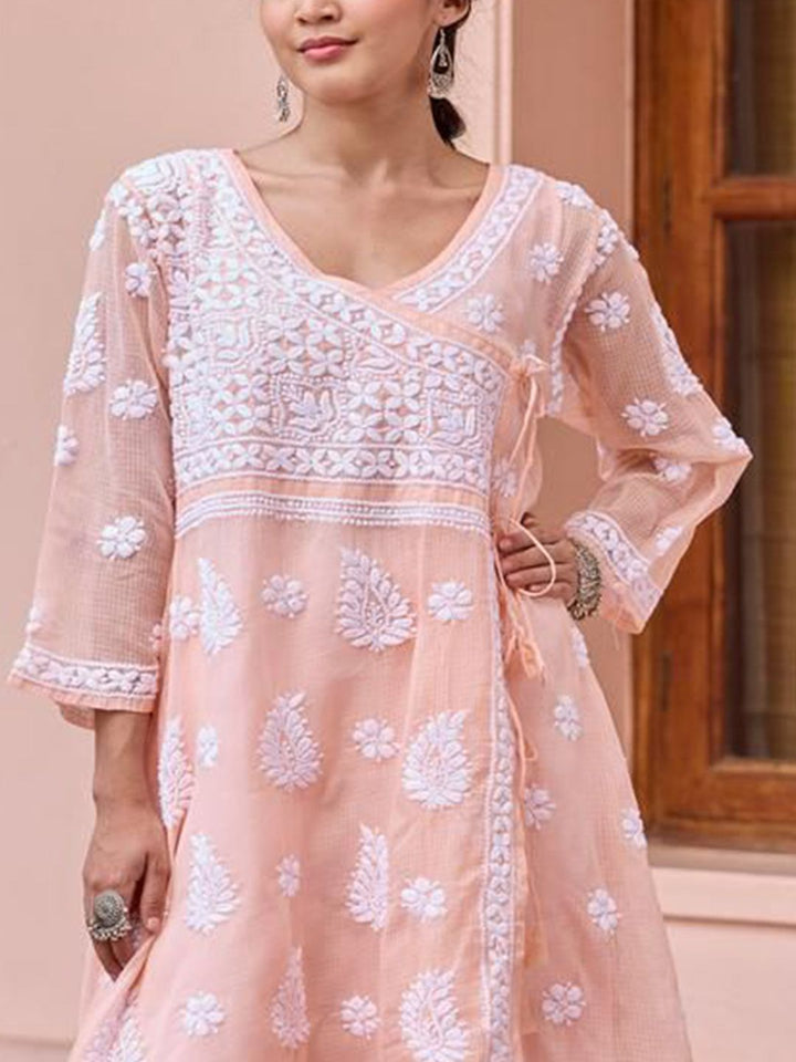 Rumah Wanita Chikankari Kurta Bersulam Pic Kota Chikankari