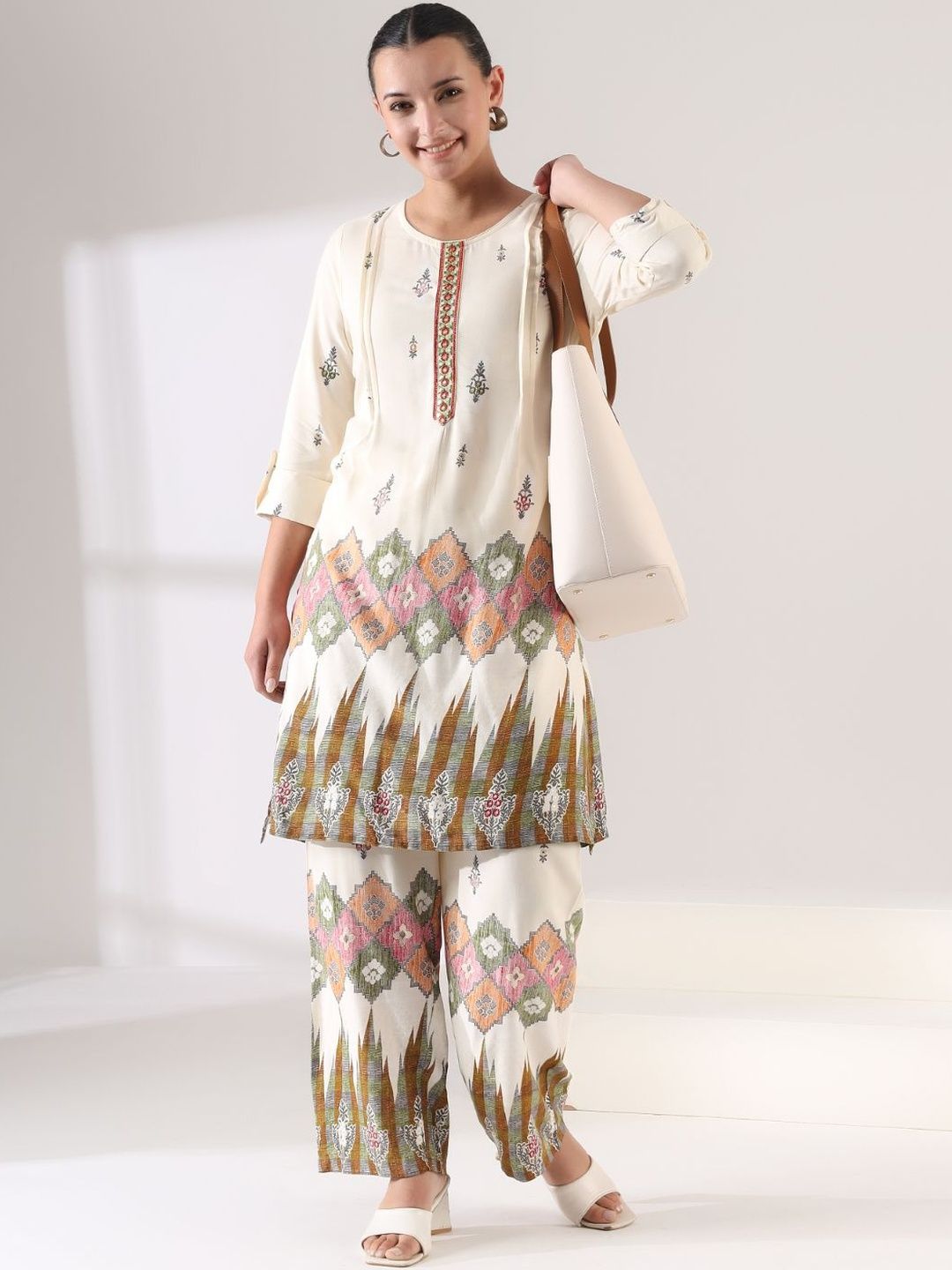 Tunik Bercetak Mamicha dengan Palazzos