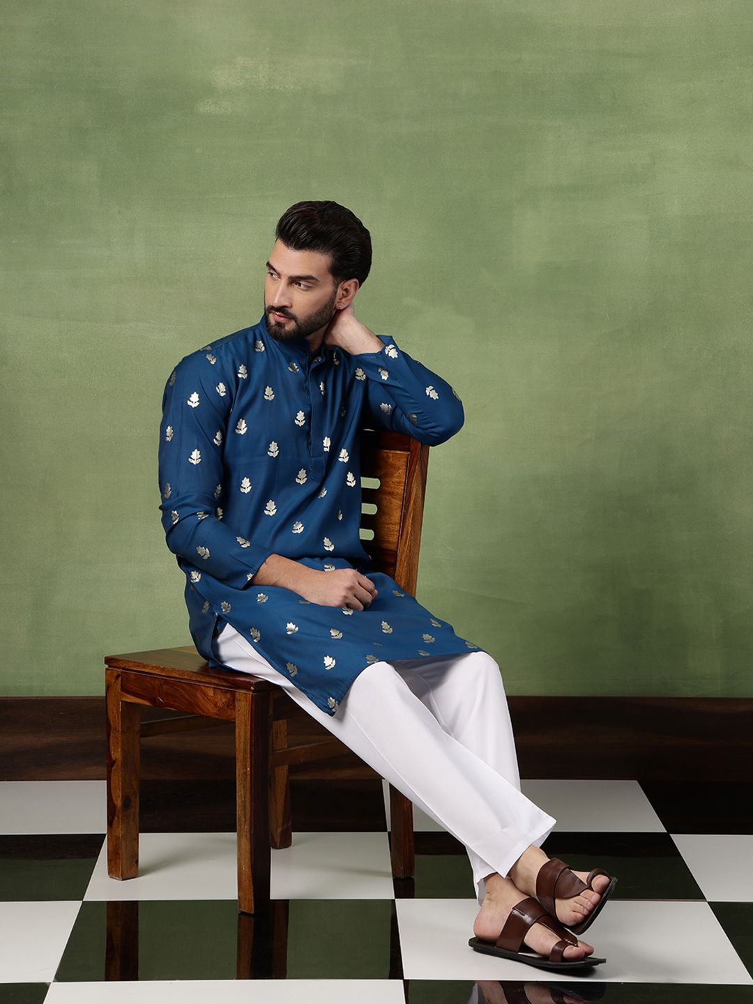 SOJANYA Men Floral Printed Kurta