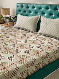 Myntra Elegant Homes Beige Geometric Cotton 400 TC King Bedsheet Set 2.50 m x 2.25 m