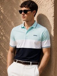 ADRO Men Colourblocked Polo Collar T-shirt