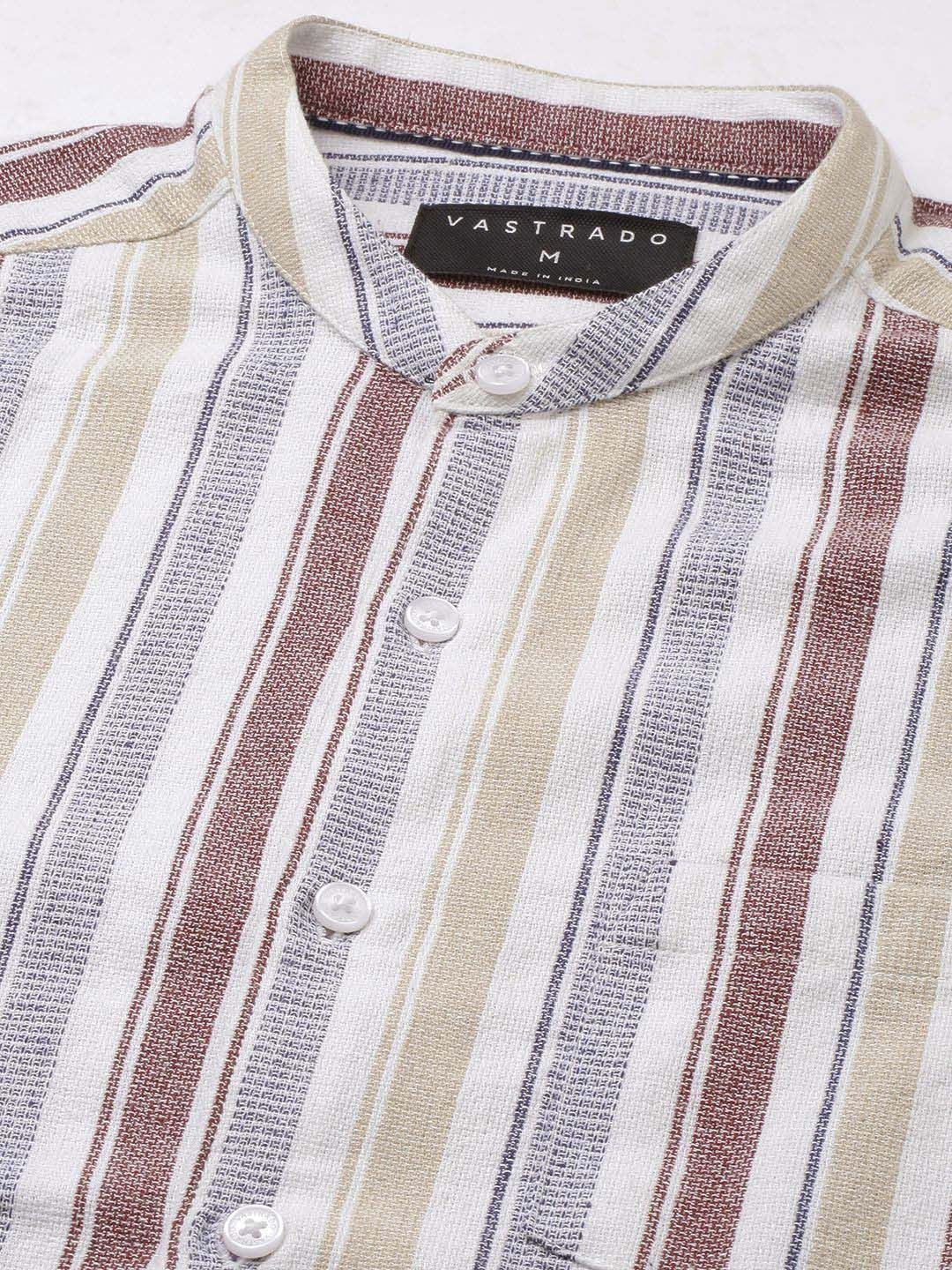 VASTRADO Men Vertical Striped Classic Slim Fit Cotton Casual Shirt