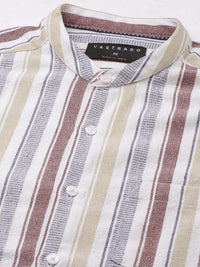 VASTRADO Men Vertical Striped Classic Slim Fit Cotton Casual Shirt