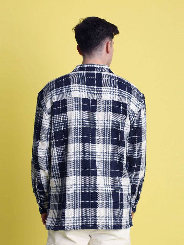 Bene Kleed Men Tartan Checked Relaxed Fit Textured Casual Shirt
