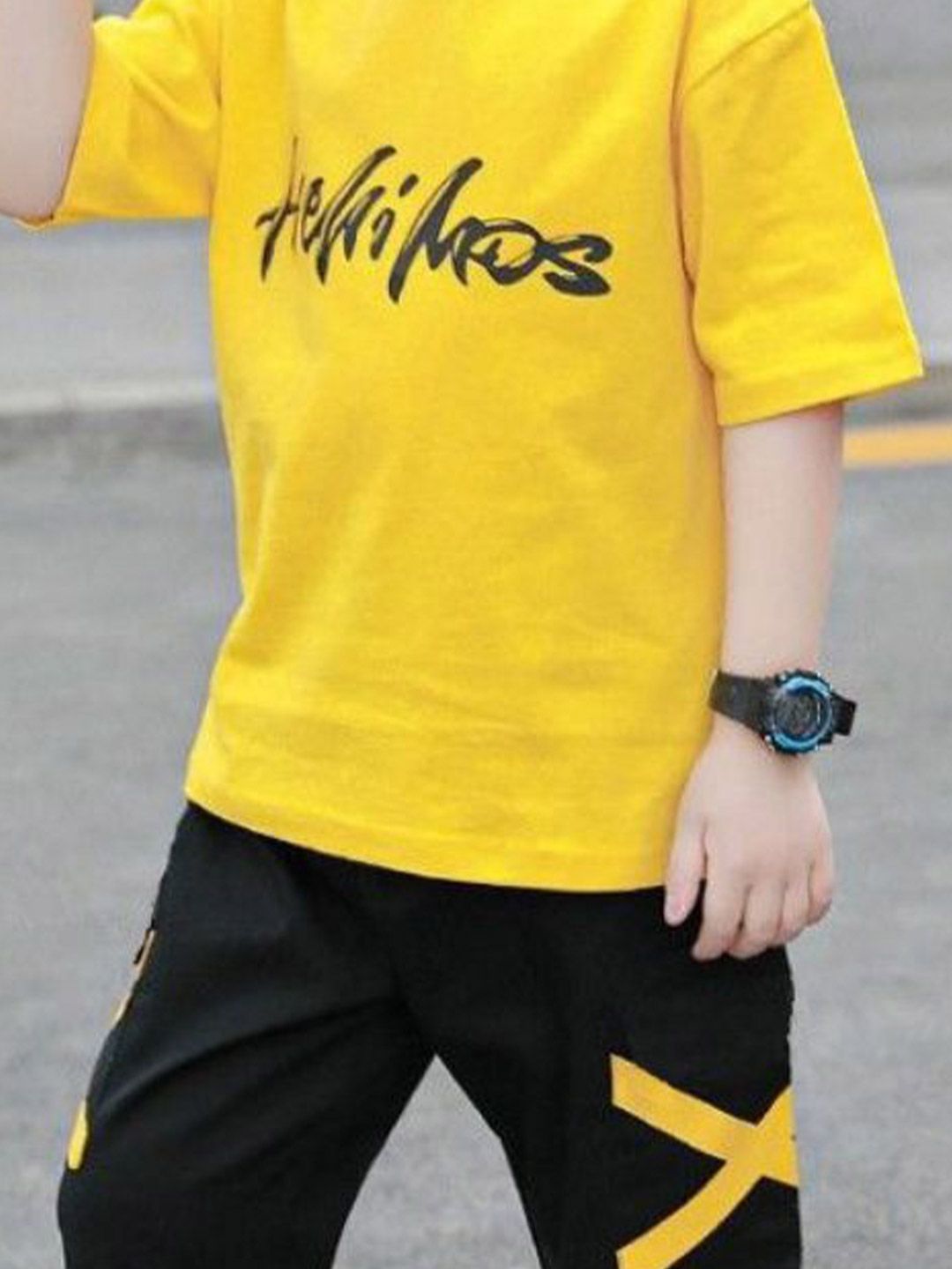 YK Boys Printed Round Neck Pure Cotton T-Shirt With Shorts