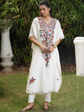 House of Chikankari Women Floral Embroidered Thread Work Crepe Kaftan Kurta