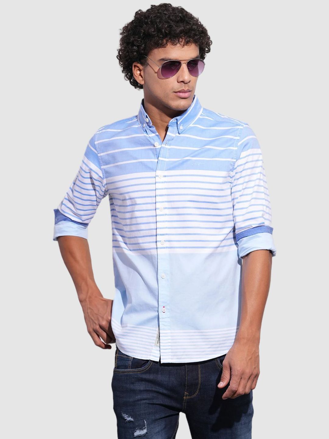 Being Human Men Classic Slim Fit Horizontal Stripes Opaque Striped Casual Shirt