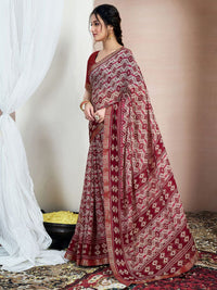 KALINI Zari Pure Chiffon Ikat Saree