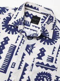 VASTRADO Men Classic Cutaway Collar Abstract Printed Slim Fit Casual Shirt