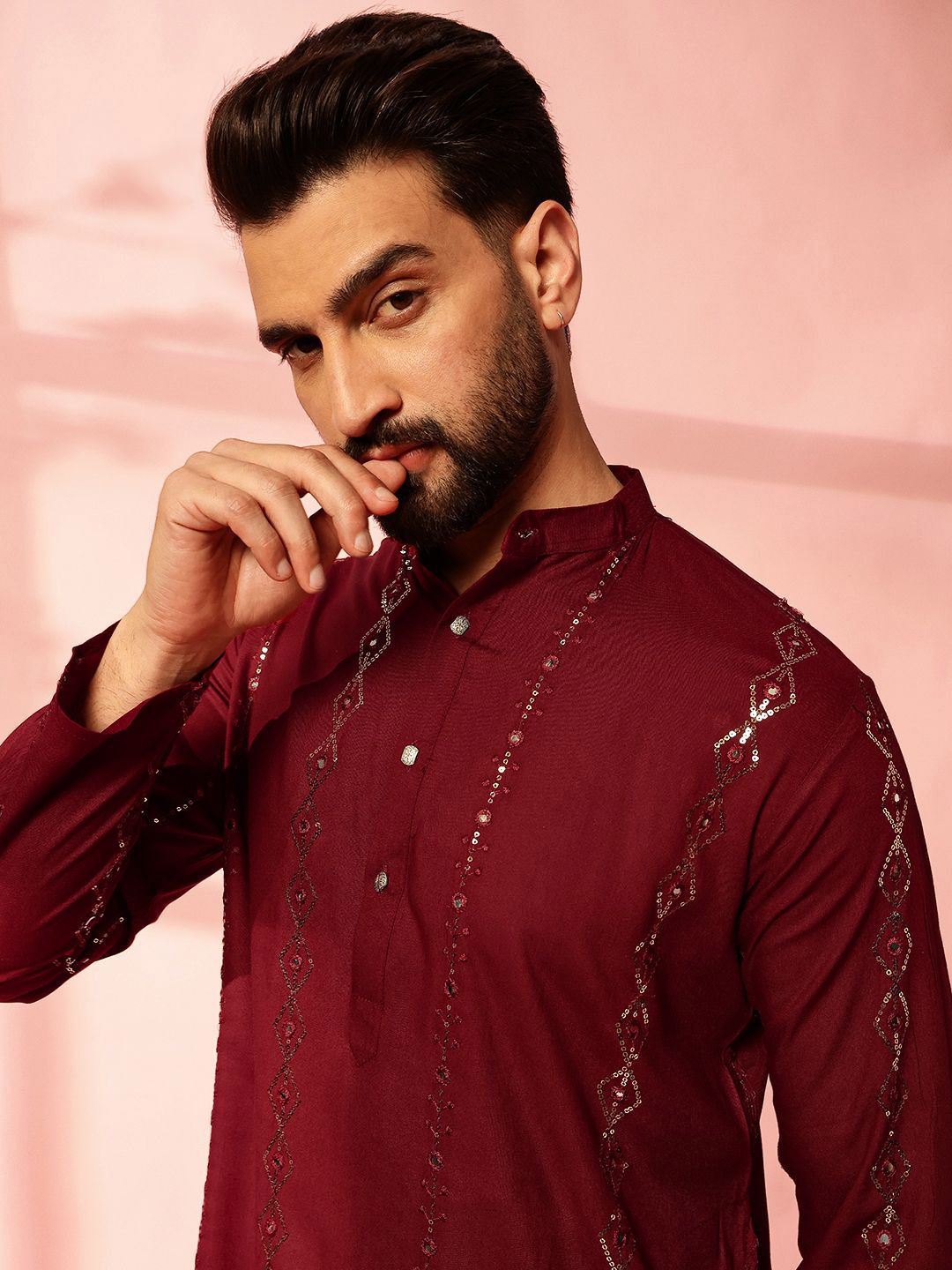 Anouk Men Embroidered Regular Mirror Work Pure Cotton Kurta with Pyjamas