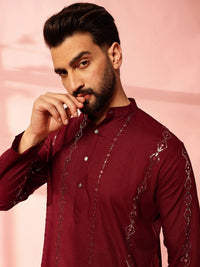 Anouk Men Embroidered Regular Mirror Work Pure Cotton Kurta with Pyjamas